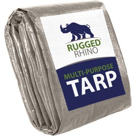 Rugged Rhino All Weather 100% Waterproof Heavy Duty Tarp, 5 Mil UV Temperature Resistant Tarps, High Durability Multipurpose Cover, for Home Outdoor Patio Winter Leaf Camping, 16x20 1 Pack Silver