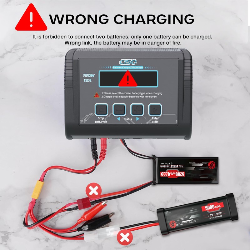 LiPo Battery Charger, 150W 10A Balance Fast Charger for RC