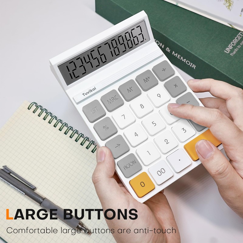 12-Digit LCD Desktop Calculator - Portable Handheld Basic Office Calculator