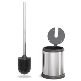 ToiletTree Products Toilet Brush with Lid - Sleek Toilet Bowl Brush and Holder - Toilet Scrubber Brush Set with Heavy-Weight Base - Lidded Toilet Bowl Cleaner Brush and Holder - Chrome (2 Pack)