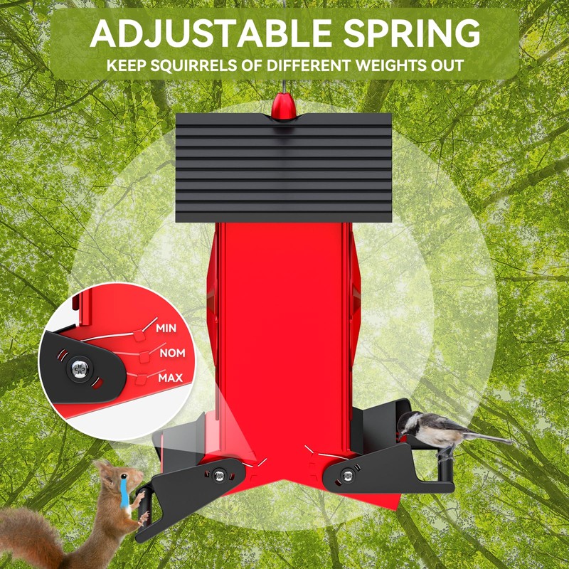 Squirrel Proof Bird Feeder for Outdoors Hanging, Metal Wild Bird