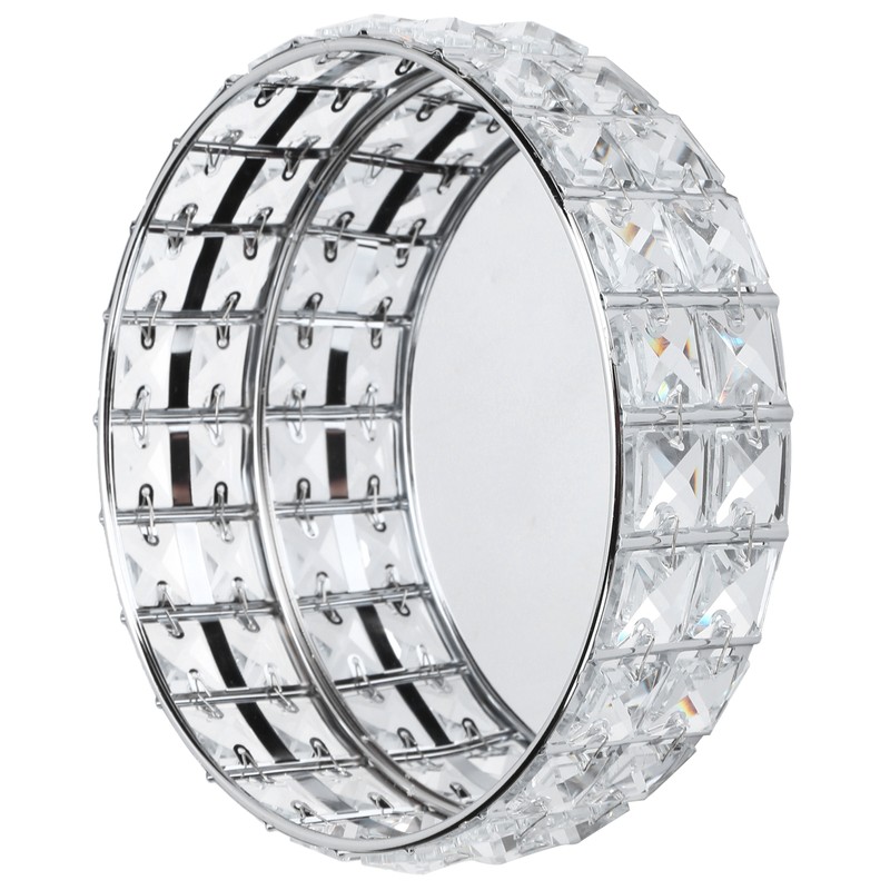 Crystal Tray Round Shape Storage Plate Mirror Base Jewelry Makeup