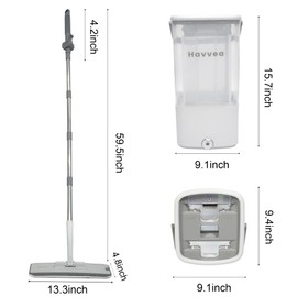 Flat Mop and Bucket System with Wringer Set, Wet Dry Separation Mop and Bucket Set for Hardwood, Vinyl Tile Floor, Wall Cleaner Mop for Household&Commercial Cleaning (Grey)