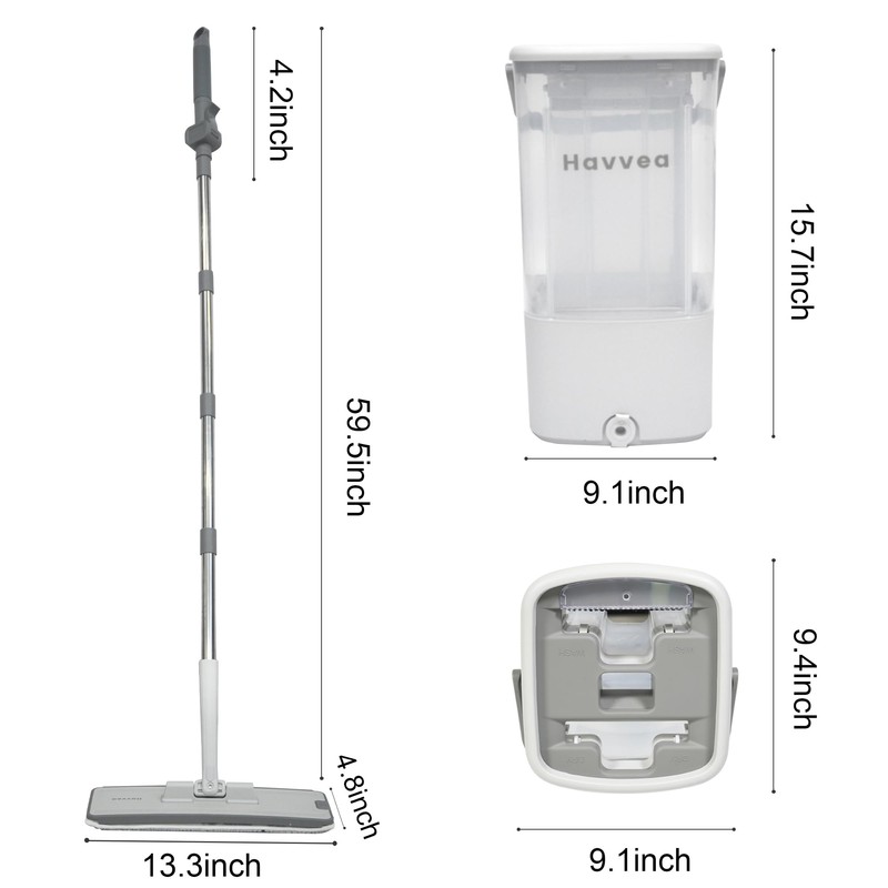 Flat Mop and Bucket System with Wringer Set, Wet Dry
