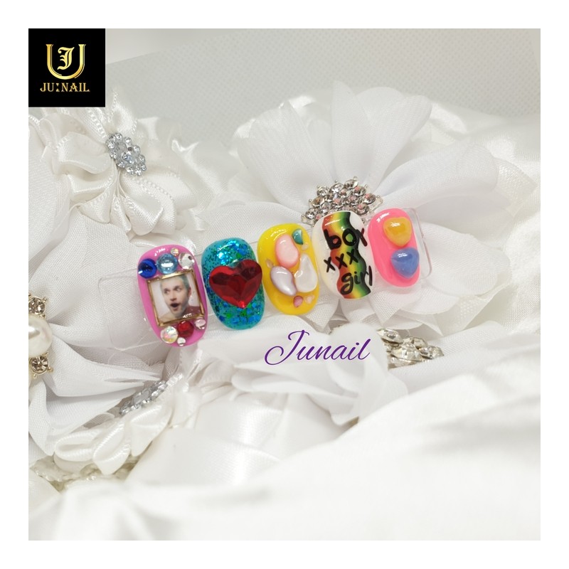 Pop Art Handmade Nail Tips - Short Oval / 팝아트