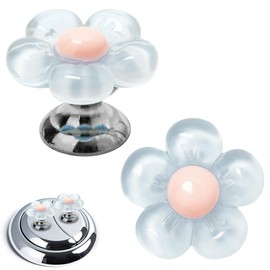 Toilet Button Pusher for Nail Protection, Toilet Seat Lifter Accessories, Cute Flower Toilet Tank Button for Long Nail Aid (2PCS Transparent Blue)