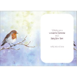 doodlecards Friend Christmas Card Watercolour Robin In The Frost Large A4 Size Christmas Card for Friend with Plain Envelope