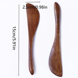 Tsuchbis 2 Pcs Wooden Butter Knife, 6 Inch Butter Spreader Knife Jelly Cheese Spreaders Sandwich Spreaders Condiment Knive Mini Spatulas for Cheese Cold Butter Jam Pastry and Kitchen Daily