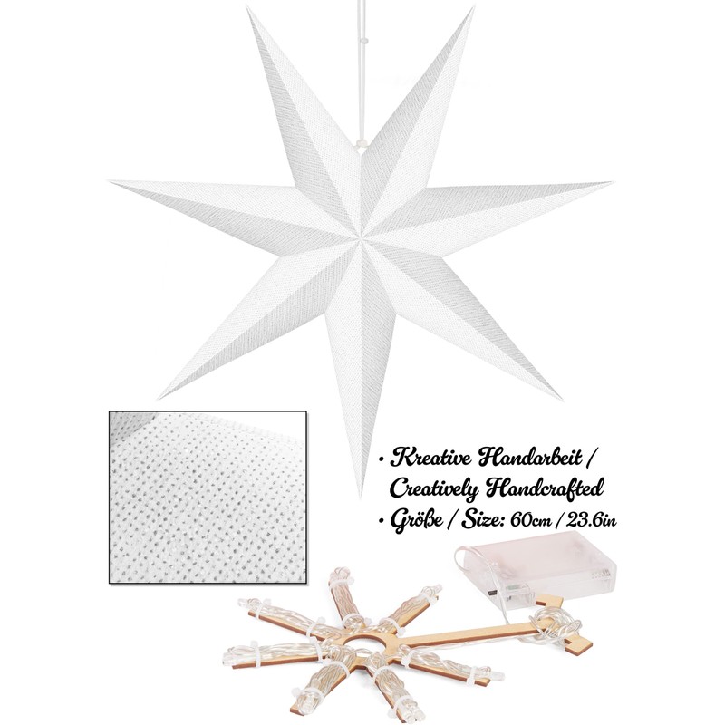 BRUBAKER 60 cm Christmas Star for Indoor Use - LED
