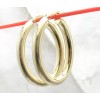 HSN 1.5" Technibond Plain Oval Hoop Earrings 14K Yellow Gold