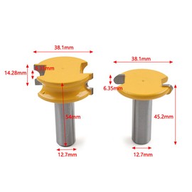 Newsmarts 1/2" Shank Flute & Router Bead Bit Dia Canoe Cutter Milling Woodworking Set Carbide Yellow & Silver 2PCS