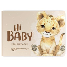 Baby Album - My First Year, Boy Girl, Birth Album, Baby Diary, Beautiful Moments and Memories to Fill in on 104 Pages (No Personalisation, Lion)