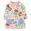 FreeLu Toddler Girls Cartoon Applique Dresses Striped Casual Dress Cotton