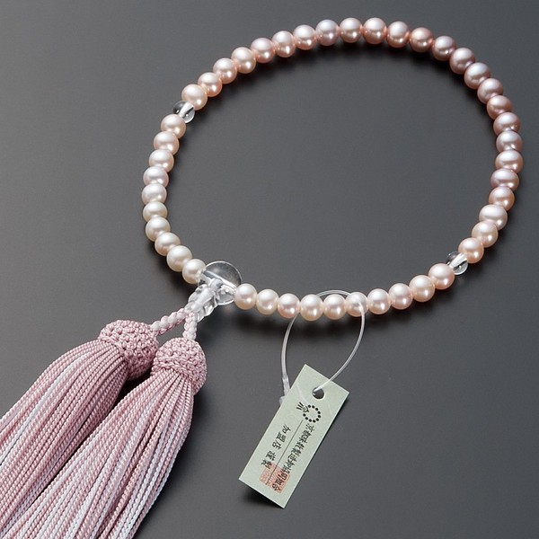 [Butsudanya Takita Shoten] Kyoto Prayer Beads, Women's, Freshwater Pearl (Pearl), Gradient 0.2 inch (6 mm), Pure Silk Bassel, With Prayer Bag Included, Certificates Included