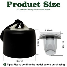 Replacement Lid for Owala FreeSip Twist Water Bottle,Replacement Accessories for Owala FreeSip Twist 18oz 24oz,Replacement Lid Accessory for Owala,Leak-Proof,BPA-Free(Black)