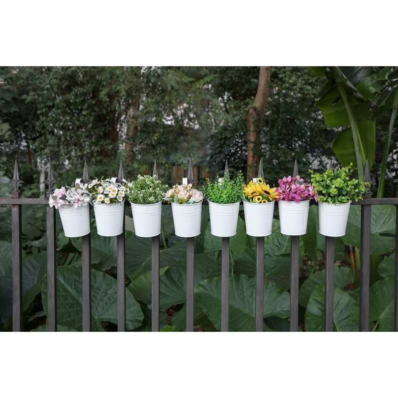 Dahey 10 Pcs Hanging Flower Pots Metal Iron Bucket Planter