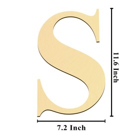 Dvobez 12 Inch Wooden Letter S, Solid Wood Letters for Wall Decor, Unfinished Wooden Letters for Home DIY Painting Crafts