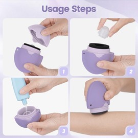 FruaSio Sunscreen Application for Kids with Roller Ball & Sponge, Detachable Floral Lanyard, Refillable Travel Size Stick Applicator,Lotion Applicator, Portable Mess-Free(Purple)