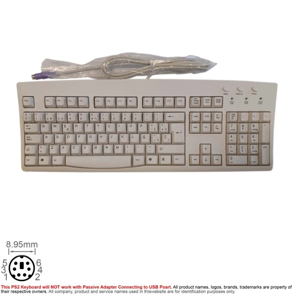 SolidTEk Keyboard PS/2 6-Pin PS2 PSII Solidtek ACK-260A Multi Language