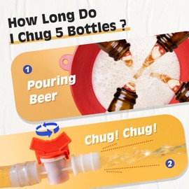 SMOQIO Beer Bong,Beer Funnel with Valve, Double Header, Bonus Bottle Opener, 1 Pack