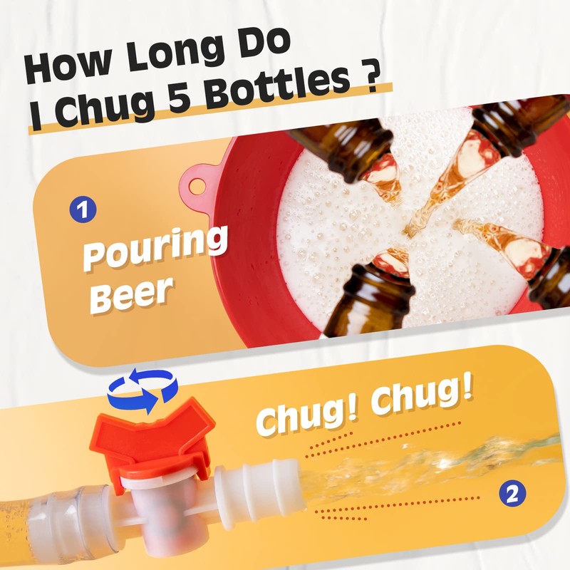 SMOQIO Beer Bong,Beer Funnel with Valve, Double Header, Bonus Bottle