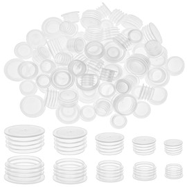 Framendino, 100 Pack Clear Salt and Pepper Shaker Stoppers Round Plastic End Caps Plastic Salt Shaker Plug Replacement for Pots Bottles Pipes (1/2 in, 9/16 in, 5/8 in, 11/16 in, 7/8 in)