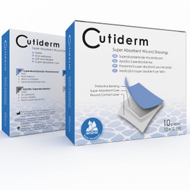 Cutiderm Sterile Low Adherent Super Absorbent Wound Dressings 10cm x 10cm Pack of 10 - Designed for Highly exuding Wounds