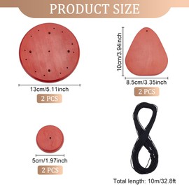 WEBEEDY Wind Chime Parts Replacement Windchimes Repair Kit Chime Catcher Bell DIY, Includes Round Top Accessories for Wood Wind Chimes Making, Outdoor Garden Patio Decoration