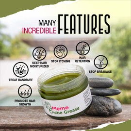 Meme Beauty Depot Hair Grease for Growth - 4 fl oz, Hydrating Pomade Mask for Curly Hair with Chebe Powder and Karkar Oil, Promotes Shine, Moisture, and Hair Growth