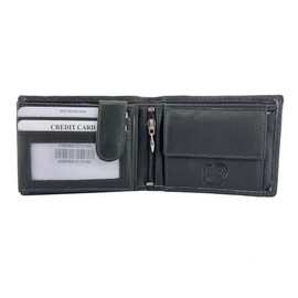 BUFFALO HILL L&B Collection 2341 Real Leather Men's Wallet, Landscape Format, Small, with RFID Protection, Wallet with Coin Compartment, 5 Card Slots, Wallet for Men, Wallet, black, Modern