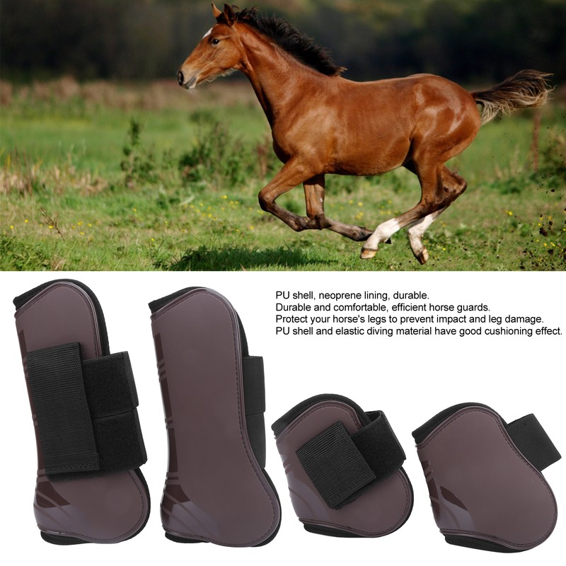 1Set Horse Tendon Boots PU Elastic Thickened Adjustable Horse Leg