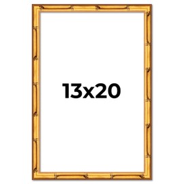 Poster Palooza 13x20 Frame Gold Bamboo Wood Picture Frame with UV Acrylic, Foam Board Backing & Hanging Hardware Included