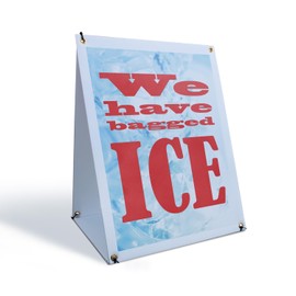 We Have Bagged Ice Sidewalk Sign 18 Inch x 24 Inch A-Frame Images On Both Sides | Refreshing Supplies, Local Shops, Bold Signage | Made in USA