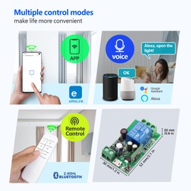 DieseRC 1 Channel WIFI Smart Switch, DC 5V 12V 24V 36V passive output Relay Module Ewelink APP WIFI Control Compatible with Alexa/Google Home, Inching/Self-locking Switch