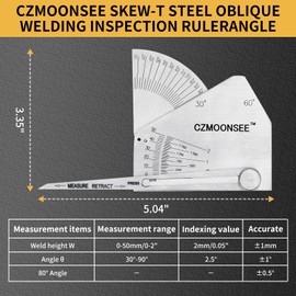 CZMOONSEE SKEW-T Stainless Steel Oblique Welding Inspection Ruler Angle Weld Gauge Welding Point Measurement Gauge Welding Angle Gauge ulnar Test Ruler