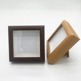 4x4 Shadow Box Picture Frame, Picture Frames Made of Solid Wood to Hang Memory Box Sports Memorabilia, Pins, Awards, Medals, Wedding, Tickets and Photos(Walnut)
