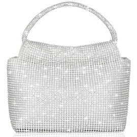 Beaguful Women's Handbags Crystal Rhinestone Clutches Glitter Evening Bags Silver