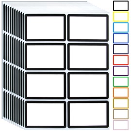 Name Tag Stickers,15 Colors Available,200pcs Black Name Tag Labels,3.5" x 2.25" Name Badges Name Tags Label for School,Party,Training,Clothing(Black)