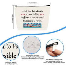 Swim Coach Gifts Swimming Coach Makeup Bag Swim Teacher Gifts for Women Swim Lover Gifts Cosmetic Bag Christmas Swim Coach Appreciation Gift Thank You Gift for Swimming Coach Teacher Swim Team Gift