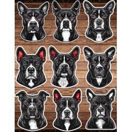 Unbranded Black and White Pitbull Dog Die Cut Stickers Set Scrapbooking Laptop Waterbottle