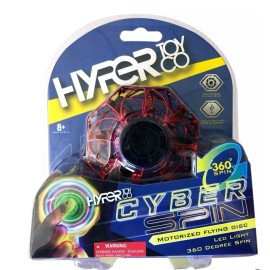 Hyper Toy Cyber Spin Motorized Mini 3'' Red Flying Disc with LED Light 360° Spin
