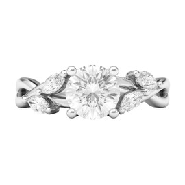 Sterling Silver Twisted Willow Vine 1.0CT Simulated Diamond Engagement Ring Promise Bridal Ring with Marquise (H)