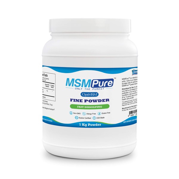 Kala Health MSMPure Fine Powder, 2.2 lb, Fast Dissolving Organic Sulfur Crystals, 99% Pure Distilled MSM Supplement, Made in USA