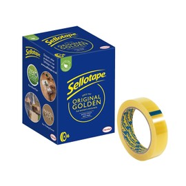 Sellotape Original Golden, Multi-Purpose Clear Tape for Household Objects, Clear Packing Tape for Sticking Envelopes or Cards, Easy to Use Packaging Tape, 24mm x 66m, Pack of 6