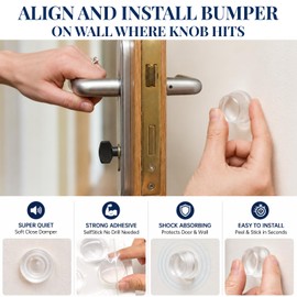12 Clear Silicone Door Stoppers for Wall & 100 Pieces Cabinet Door Bumpers - Self-Adhesive Bumpers Wall Protector, Noise Reduction Silicone Pads for Kitchen Drawers & Furniture