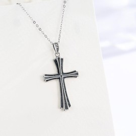 ABIGY Cross Necklace 925 Sterling Silver Vintage Oxidized Cross Necklace with Turquoise Pendant for Women