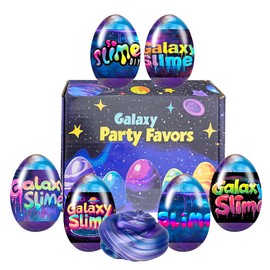 6 Pcs Easter Galaxy Slime Eggs Stress Relief Toys for Kids Boys Girls Easter Basket Stuffers Eggs Fillers Party Favors Gifts