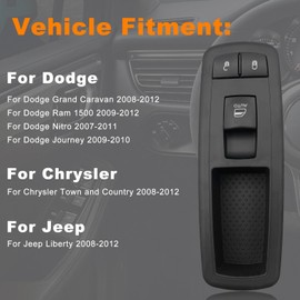 4602544AG Power Window Switch, Passenger Side for 2008-2012 Dodge Grand Caravan, Chrysler Town & Country, Jeep Liberty, Dodge Ram 1500, 2007-2010 Nitro, 2009-2010 Journey