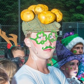 Premium 9-pcs St. Patrick's Day Accessories Set Irish Day Party Supplies Shamrock Glasses & Necklaces, St. Patrick Day Green Hat & Green Beards, and Temporary Tattoo for Saint Patricks Party Favors