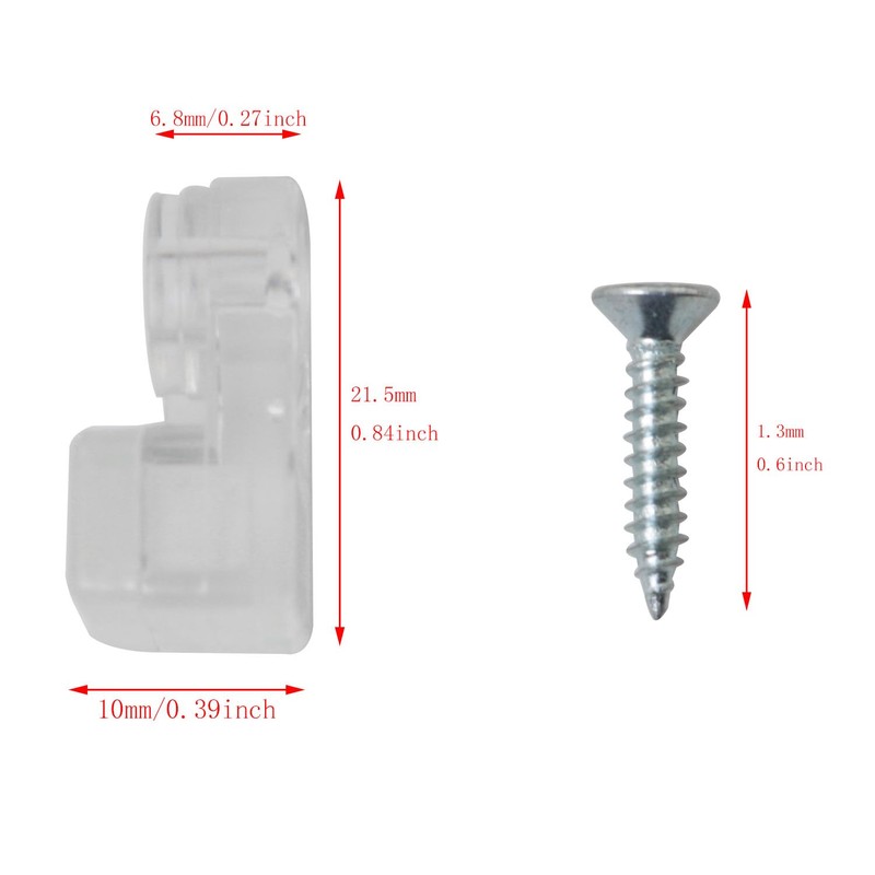 DGBRSM 20pcs Clear Glass Retainer Clip with Screws for Cabinets,